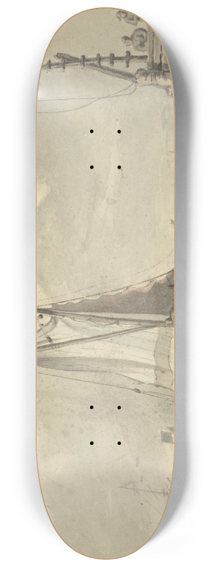 Aert Schouman - Zeilschepen op de rivier bij Dordrecht 8.25 inch art skate deck