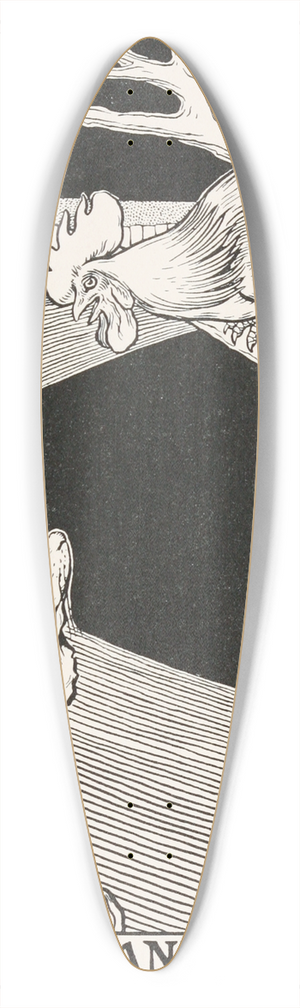 Percy J. Billinghurst - The Cock and the Fox 39.3 inch art pintail longboard deck