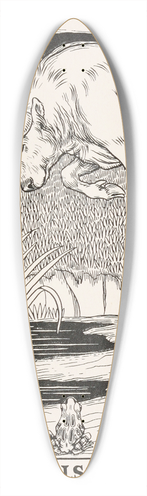 Percy J. Billinghurst - The Two Bulls and the Frog 39.3 inch art pintail longboard deck