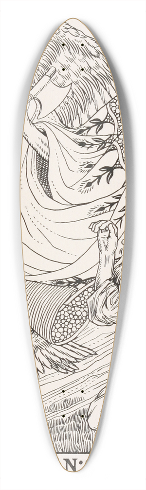 Percy J. Billinghurst - The Woodman and Mercury 39.3 inch art pintail longboard deck