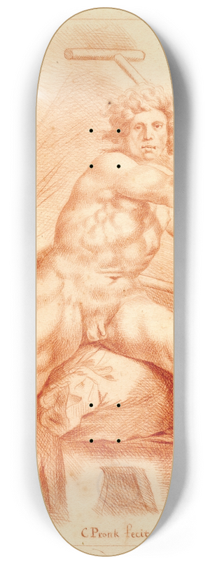 Cornelis Pronk - Tekening van zittende naakte man met blaasbalg 8.25 inch art skate deck