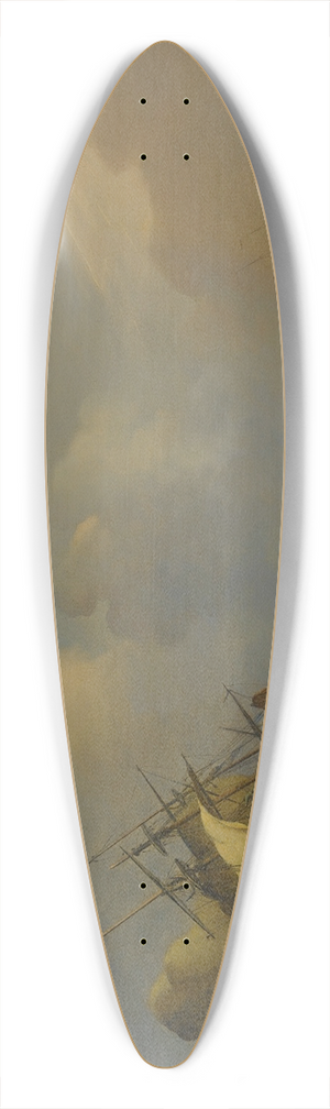 Peter Monamy - A Shipwreck In Heavy Storms, Another Ship In The Distance 39.3 inch art pintail longboard deck