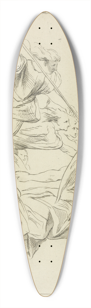 Peter Paul Rubens - Several winged figures in flight, and a figure with a spear 39.3 inch art pintail longboard deck