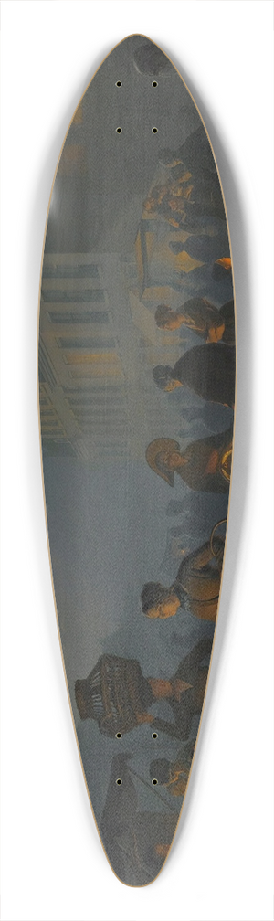 Petrus van Schendel - A market at dusk 39.3 inch art pintail longboard deck