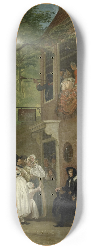 Cornelis Troost - Misled; The Ambassador of the Rascals Exposes himself from the Window of t Bokki Tavern in the Haarlemmerhout 8.25 inch art skate deck