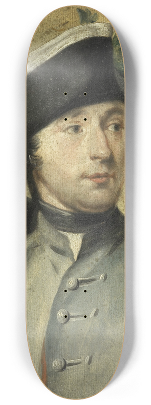 Cornelis Troost - Portrait of Ludolf Backhuysen II, Painter and Dragoon, Grandson of the Marine Painter Ludolf Backhuysen I 8.25 inch art skate deck