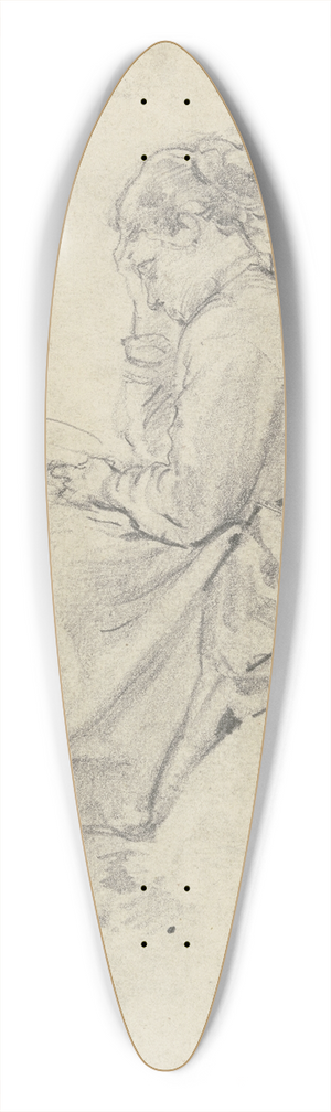 Philipp Rumpf - Sitzende Frau mit Buch auf einer Rasenbank 39.3 inch art pintail longboard deck Philipp Rumpf - Sitzende Frau mit Buch auf einer Rasenbank 39.3 inch art pintail longboard deck