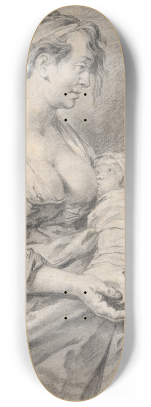 Cornelis Visscher - A Gypsy Mother with Three Children 8.25 inch art skate deck