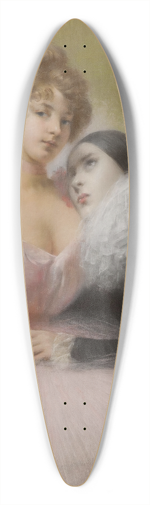 Pierre Carrier-Belleuse - Pierrot and ballerina 39.3 inch art pintail longboard deck Pierre Carrier-Belleuse - Pierrot and ballerina 39.3 inch art pintail longboard deck