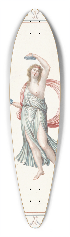 Pierre-Jean Mariette - Partially nude woman playing cymbals. 39.3 inch art pintail longboard deck Pierre-Jean Mariette - Partially nude woman playing cymbals. 39.3 inch art pintail longboard deck