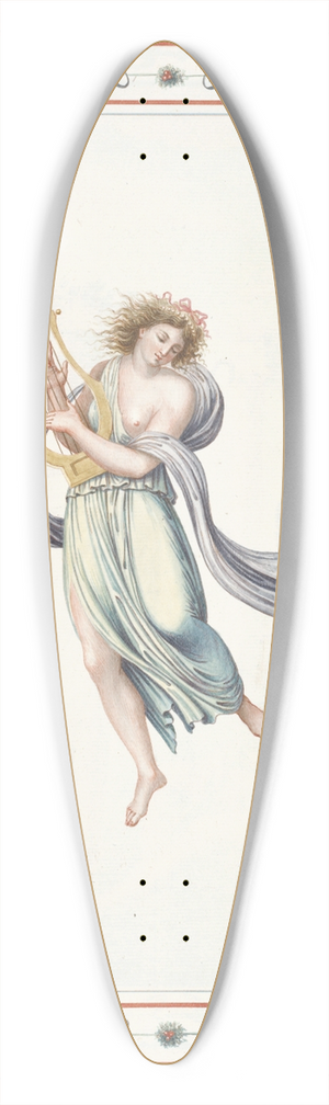 Pierre-Jean Mariette - Partially nude woman playing harp. 39.3 inch art pintail longboard deck Pierre-Jean Mariette - Partially nude woman playing harp. 39.3 inch art pintail longboard deck