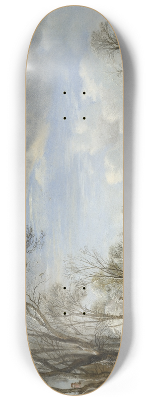 Aert van der Neer - Winter in Holland  Skating Scene 8.25 inch art skate deck
