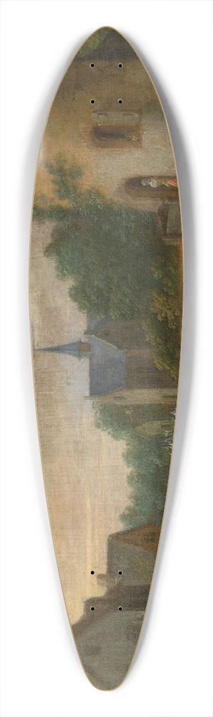 Pieter Bout - A Village Scene 39.3 inch art pintail longboard deck