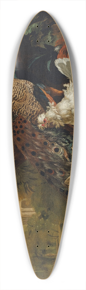 Pieter Casteels III - A peacock, chickens, pigeons and other birds in a landscape 39.3 inch art pintail longboard deck