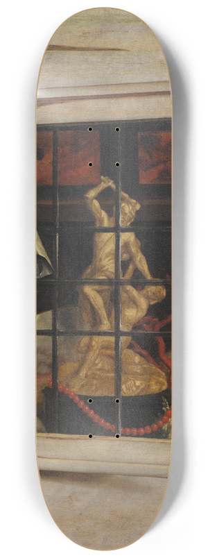 Cornelius Norbertus Gijsbrechts - Trompe Loeil. An Open Cabinet Of Curiosities With A Hercules Group 8.25 inch art skate deck