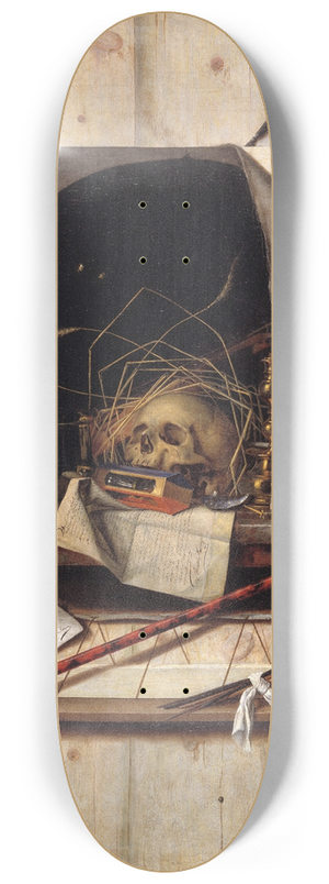 Cornelius Norbertus Gijsbrechts - Trompe Loeil With Studio Wall And Vanitas Still Life 8.25 inch art skate deck