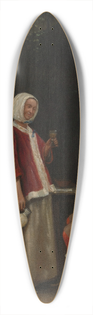Pieter De Hooch - A Woman and Two Men in an Arbor 39.3 inch art pintail longboard deck