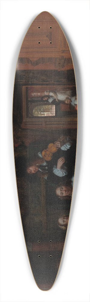 Pieter De Hooch - Portrait of a Family Playing Music 39.3 inch art pintail longboard deck