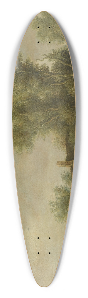 Pieter de Neyn - A River Estuary With Two Peasants Fishing In A Rowing Boat Near A Farmhouse 39.3 inch art pintail longboard deck Pieter de Neyn - A River Estuary With Two Peasants Fishing In A Rowing Boat Near A Farmhouse 39.3 inch art pintail longboard deck