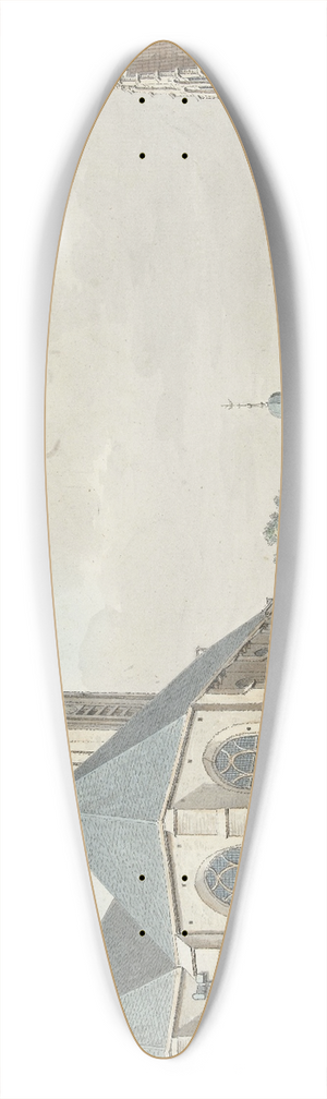 Pieter Jan van Liender - De markt te Vlaardingen met de kerk en het stadhuis 39.3 inch art pintail longboard deck