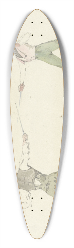 Pieter van Loon - Duellerende mannen 39.3 inch art pintail longboard deck