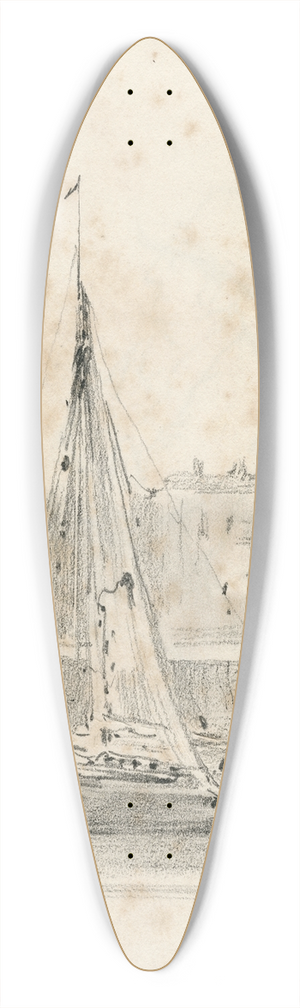 Pieter van Loon - Een zeilboot op het strand bij Dover 39.3 inch art pintail longboard deck