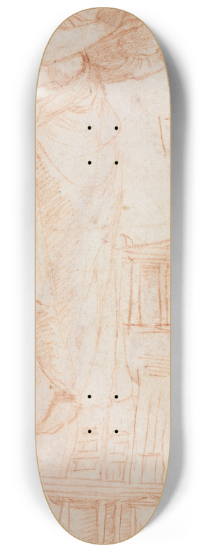 Correggio - A Draped Female Figure (possibly an Amazon) and Architectural Studies (verso) 8.25 inch art skate deck