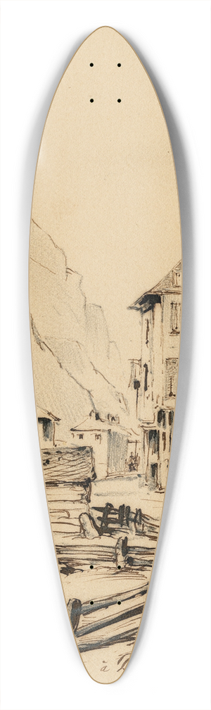 Pieter van Loon - Huizen op het strand te Dover 39.3 inch art pintail longboard deck Pieter van Loon - Huizen op het strand te Dover 39.3 inch art pintail longboard deck
