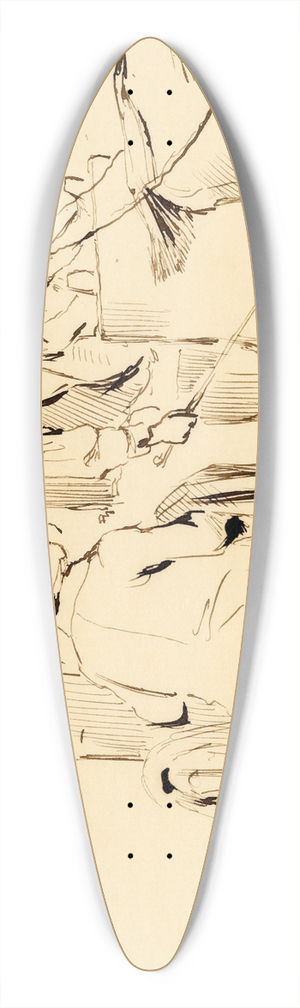 Pieter van Loon - Karik., koetsier en passagier 39.3 inch art pintail longboard deck Pieter van Loon - Karik., koetsier en passagier 39.3 inch art pintail longboard deck