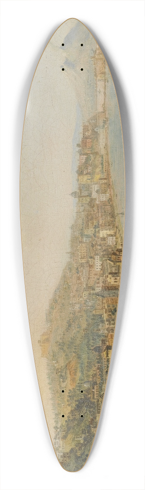 Pietro Antoniani - Naples, A View OfTheRiviera Di Chiaia From The Convento Di Sant Antonio, With Vesuvius Smoking In The Distance 39.3 inch art pintail longboard deck