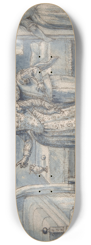 Crispijn de Passe the Elder - Study for an engraving in the Hortus Voluptatum 8.25 inch art skate deck Crispijn de Passe the Elder - Study for an engraving in the Hortus Voluptatum 8.25 inch art skate deck