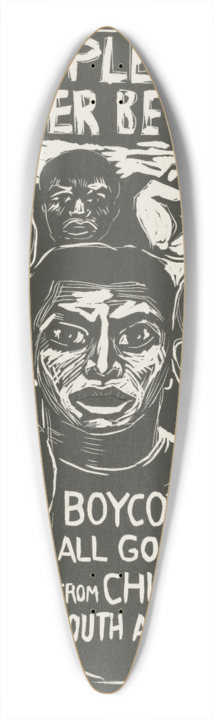 Rachael Romero - The people united will never be defeated. Boycott the repressive regimes of Chile and South Africa 39.3 inch art pintail longboard deck