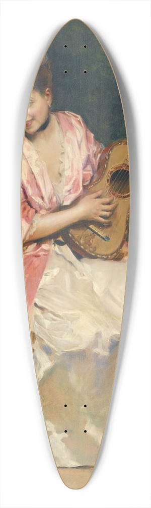 Raimundo de Madrazo y Garreta - Aline with guitar 39.3 inch art pintail longboard deck