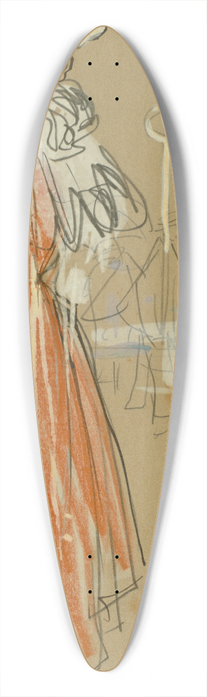 Ramn Casas - Female Figure in Red 39.3 inch art pintail longboard deck