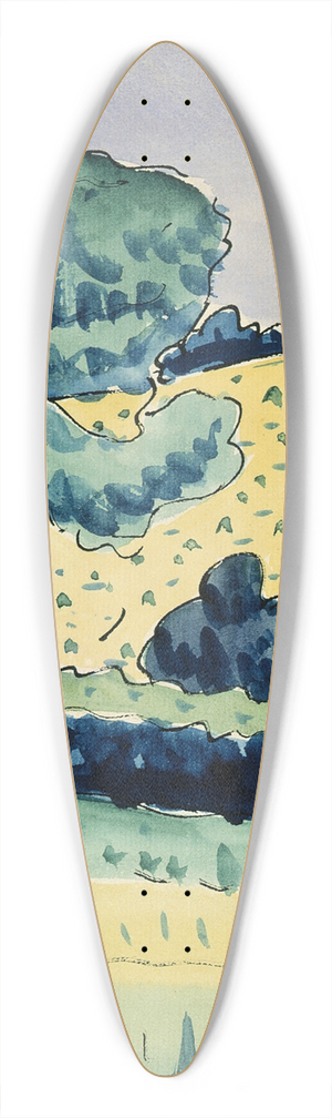 Raymond McIntyre - Hillside with cottages 39.3 inch art pintail longboard deck