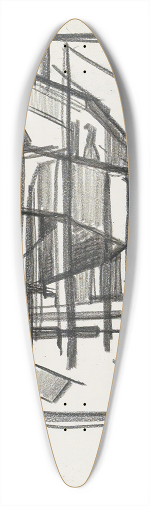 Reijer Stolk - Schip op een werfhelling 39.3 inch art pintail longboard deck Reijer Stolk - Schip op een werfhelling 39.3 inch art pintail longboard deck
