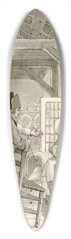 Reinier Vinkeles - Drie mannen bij een zogende vrouw: Hebt slechts een 39.3 inch art pintail longboard deck