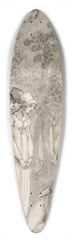 Reinier Vinkeles - Gezelschap vindt bezwijmde vrouw met kind: Zorg gij 39.3 inch art pintail longboard deck Reinier Vinkeles - Gezelschap vindt bezwijmde vrouw met kind: Zorg gij 39.3 inch art pintail longboard deck