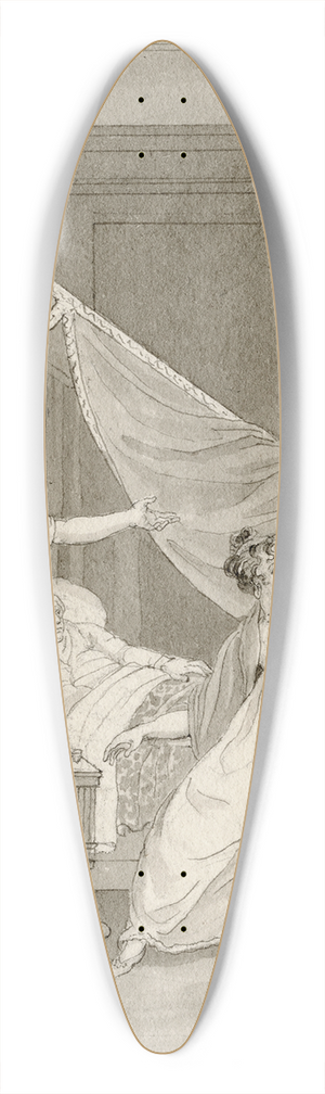 Reinier Vinkeles - Scene met diverse personen bij een ziekbed 39.3 inch art pintail longboard deck
