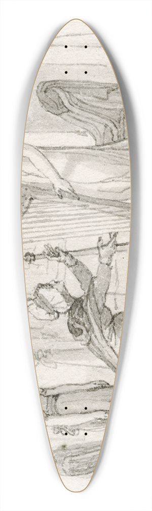 Reinier Vinkeles - Titelblad: oudere vrouw knielt bij jonge vrouw met harp 39.3 inch art pintail longboard deck