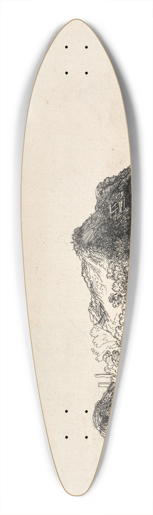 Rembrandt van Rijn - Landscape with Cottages and a Hay Barn 39.3 inch art pintail longboard deck
