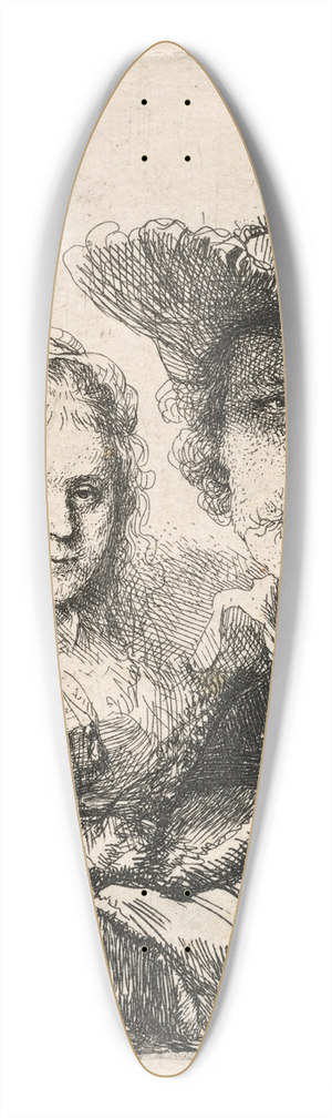 Rembrandt van Rijn - Self-Portrait with Saskia 39.3 inch art pintail longboard deck Rembrandt van Rijn - Self-Portrait with Saskia 39.3 inch art pintail longboard deck