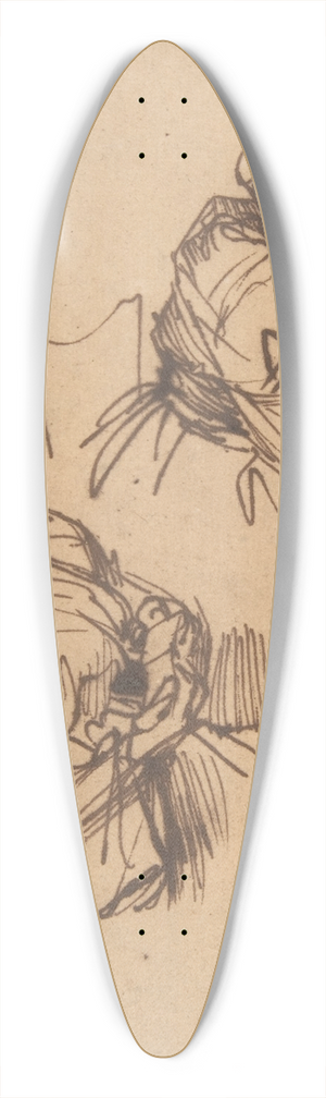 Rembrandt van Rijn - Two Studies of a Woman Reading 39.3 inch art pintail longboard deck