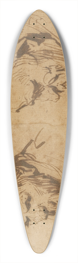 Rembrandt van Rijn - Two Studies of the Head of an Old Man 39.3 inch art pintail longboard deck