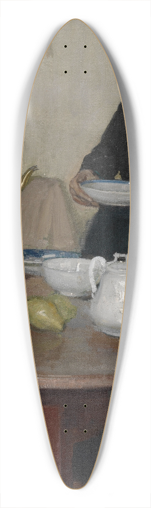Richard E. Miller - Woman at the Coffee Table 39.3 inch art pintail longboard deck
