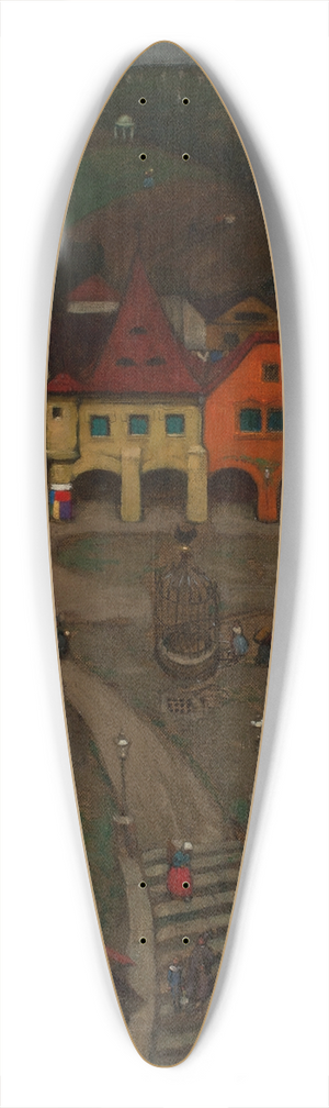 Richard Teschner - Kleine Stadt 39.3 inch art pintail longboard deck