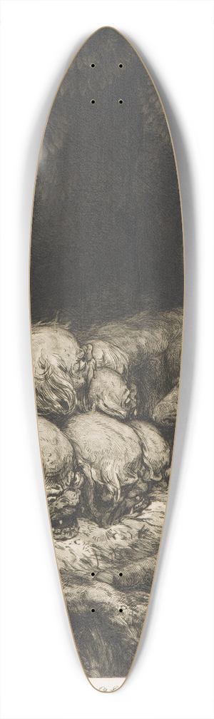 Rihards Zari - Kurbads the Hero and nine headed devil 39.3 inch art pintail longboard deck