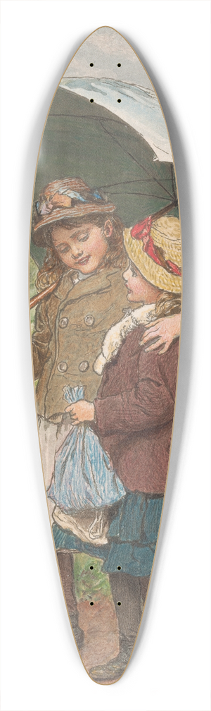 Robert Barnes - Two Girls Under an Umbrella 39.3 inch art pintail longboard deck