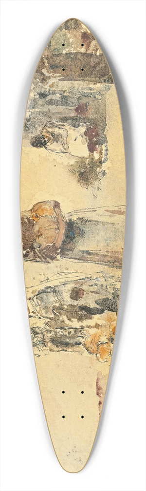 Robert Frederick Blum - At The Marketplace 39.3 inch art pintail longboard deck