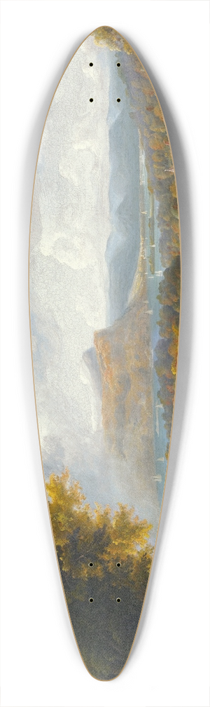 Robert Havell Jr. - View of the Hudson River from Tarrytown, Old Dutch Church, Beekman Manor House 39.3 inch art pintail longboard deck
